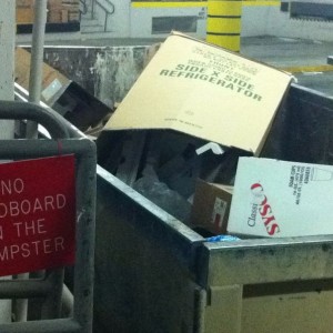 No cardboard in the dumpster!