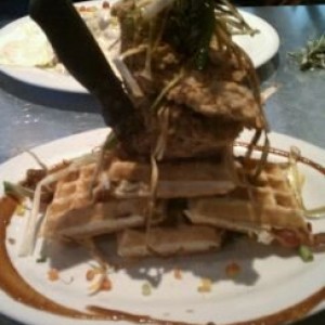 Chicken and Waffles son Man v Food style!