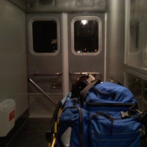 Getting paid to sit backwards as an extra firefighter on a rescue. Awesome.