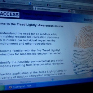 Taking the course. Treadlightly.org
