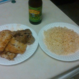 Fiance isn't home to make dinner. So I had to scrounge up some food..h