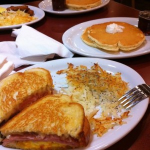 Doin work at Denny's Cafe
