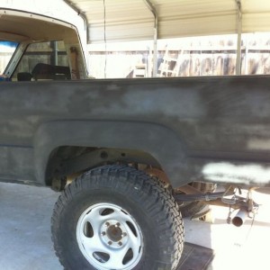 It was pretty rough, lots of welding, this is almost done sanding bondo, we