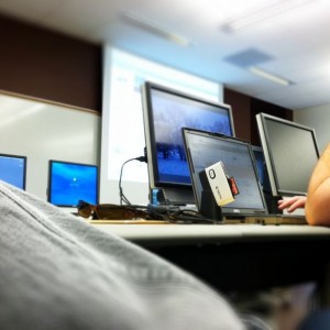 In my photo class. So boring. I could teaching this class
