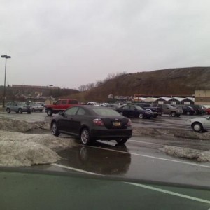 Now thats a parking spot. Surrounded by snow piles.