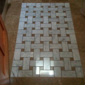 Basketweave tile rug