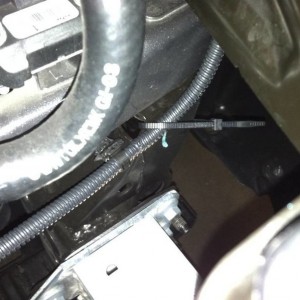 Ziptying the horn/sensor wires.