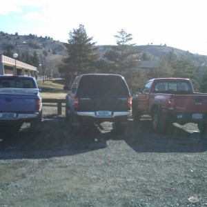 Parked by a couple of Tacomas at school!