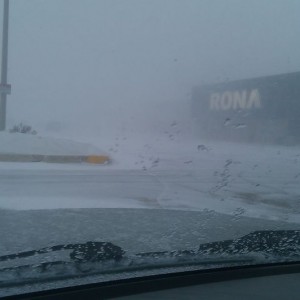 Everything shut down cause the storm. I could only see 15 feet in front of 