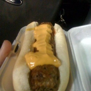 Cheeseburger hotdog from the roller grill!!