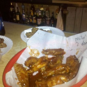 Beers, wings n chicken hearts at the hotel!