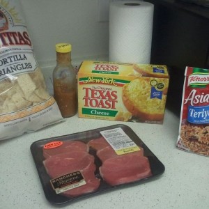 Dinner. Chips n home made salsa, Newyork texas toast?, and beercan seasoned