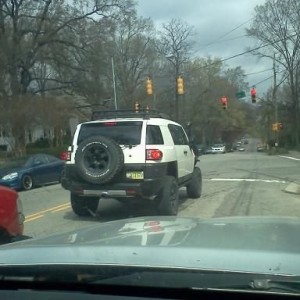 pretty sweet fj with lift, all terrains and snorkel kit spotted in raleigh 