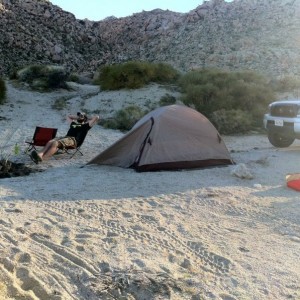 Enjoying a nice camping sunset