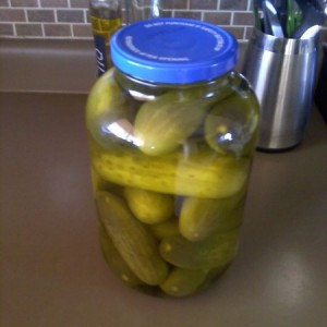 Big ass jar of big ass pickles.