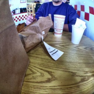 Man date with Derek an his purple sweatshirt.