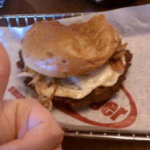 5 Guys killer right there Sin City burger with chipotle bun good looking Ry