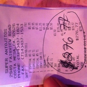 Didnt know I ordered so many drinks for evryone last night. :(