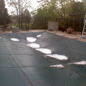 went 4wheeling come back to find this. on the pool cover. more coming