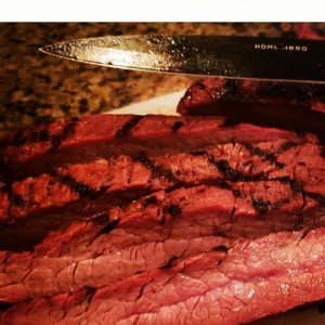 Hickory/Cherry Smoked Prime flank with qwik sear...