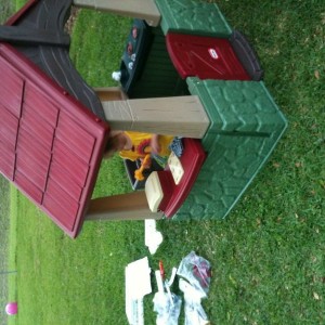 Building my daughter an outdoor playhouse.