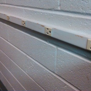 Seriously, enough wall plugs ? It like that all the way around the college 