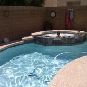The wifey is to chick to hit the pool still to cold for her 65 is good for 