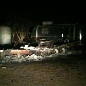 Deer hunters travel trailer burned to the ground.
