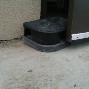 Hard to see. But its always good to see the door of your building propped o