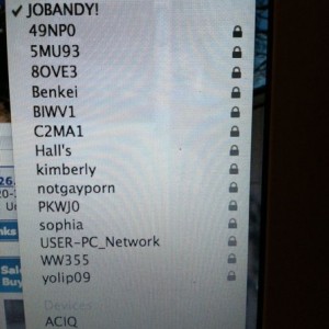 Look closely at the available wifi networks near my house.