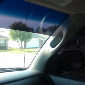 Looking out through it.