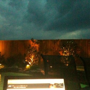 Sitting by the pool watching the tornado producing storms roll by