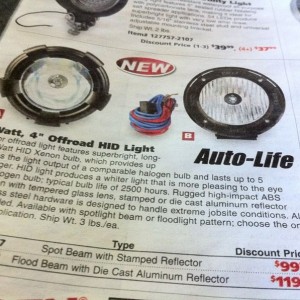 Hid off road lights @ northern tools..