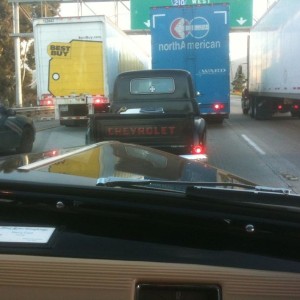 Stuck in bumper to bumper on the 210 and 57. On our way to the Street Rod N