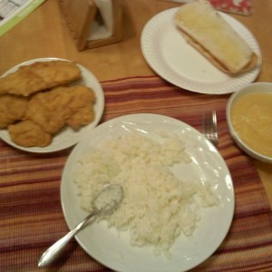 rice chicken and break for dinner