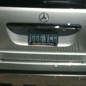 Guess who I'm driving behind? Satan.