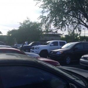 Lifted tacoma with black fj wheels at the chandler mall...looks good.