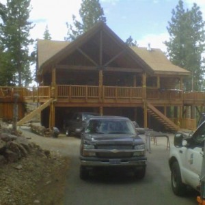 Installing some frameless shower doors in truckee at this sweet cabin......