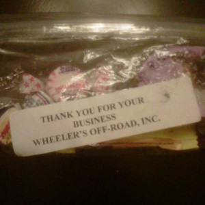 Wtf?? Does everyone get a bag of candy when they order from wheelers? Sent 