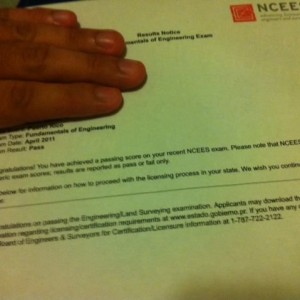 Success, on my way to become a licensed engineer