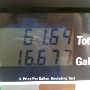 from about an hour ago. it was $3.69 and gal.