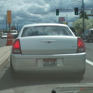 his license plate...