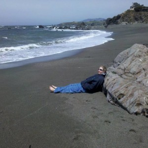Lenie kickin it at the beach