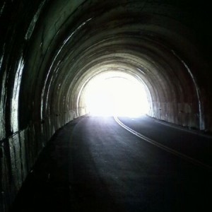 Walkin in a tunnel.