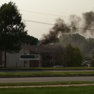Raging apartment fire...