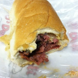 Pastrami, Swiss, bacon, blue cheese and buffalo sauce