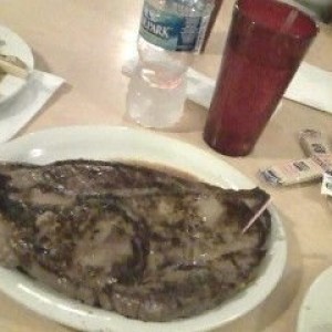 Serious steak from the deer lodge near hayesville GA. Take note of the drin