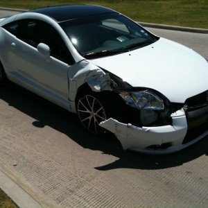 My friend dazed out and hit a full brick mailbox with his brand new eclipse