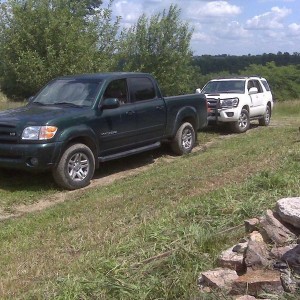 Dads Tundra and Bros 4Runner.