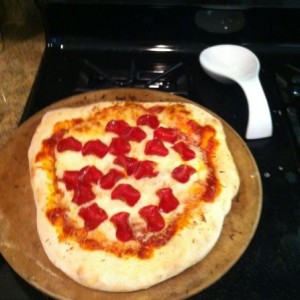 My attempt, with my 5 year old, to make home-made pizza.